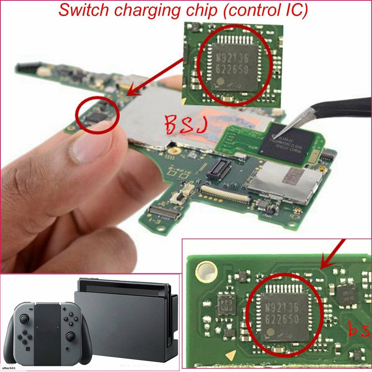 NS Switch Console Motherboard M92T36 Manager Charger Power Control IC Chip