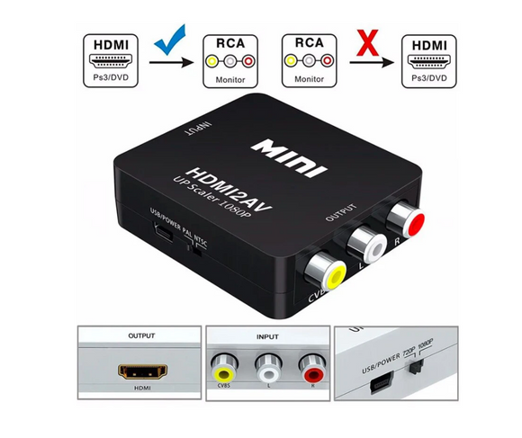 HDMI To AV RCA Adapter AV CVSB Composite AV Scaler Converter For HDTV Projector