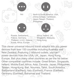 Black US/UK to NZ/AUS 240V 10A Travel Power Adapter AS/NZS 3122 Certified
