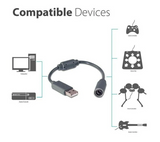 Xbox 360 Game Gamepad Wired Controller USB Breakaway Connection Cable Converter Cord Adapter