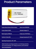 3.7V 102050 1000mAh lithium Rechargeable battery for KTV GPS Camera