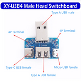 USB Head Switchboard Male USB Connector to Type-c Micro Female adapter XY-USB4