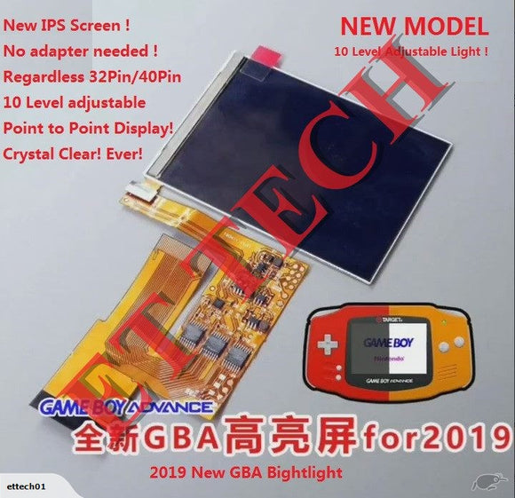 GBA Backlight Backlit IPS LED Screen + PCB Module Lvl10 BRT Beat. AGS101