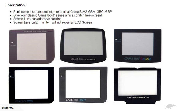 NEW Replacement Plastic Screen Lens for GBA / GBC / GBA SP