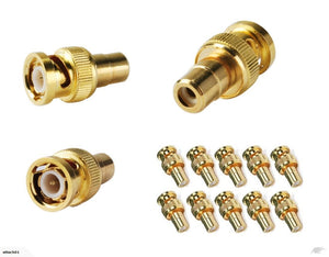Coaxial Coax Connector BNC Male to RCA Female Jack Adapter Gold Plated CCTV