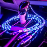 LED Light Up Flowing Glowing Fast Charging Phone Charger Cable Cord Type-C IOS