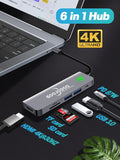 C HUB 6 in 1 USB C to 3.0 HDMI Dock for MacBook Pro Switch USB-C Type C 3.0